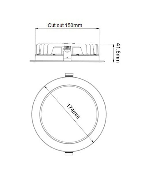 GALTRI SMD LED Recessed Dimmable Downlight White 20W Tri-CCT 150mm IP44 IC-4 - GALTRI04
